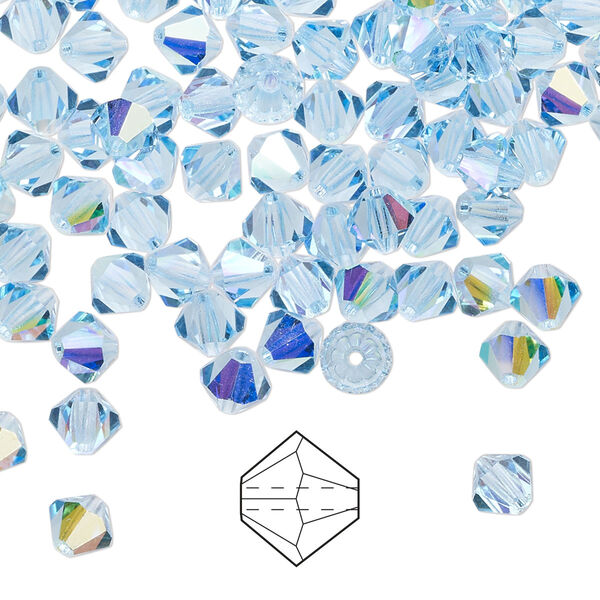 Bead 24pk aquamarine AB, Preciosa Czech crystal 5mm bicone image number 0