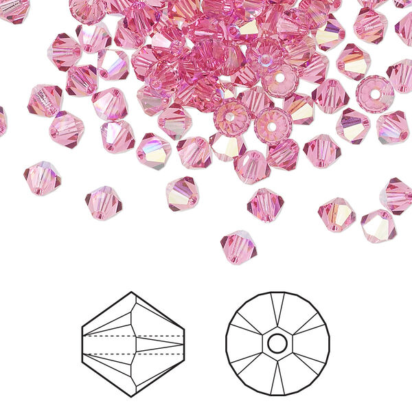 Bead 48pk rose AB, Crystal Passions® 4mm bicone 5328 image number 0