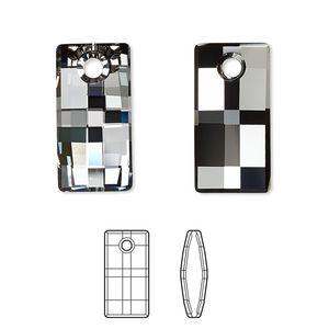 Drop 24pk crystal silver night, Swarovski® 20x10mm pendant urban 6696