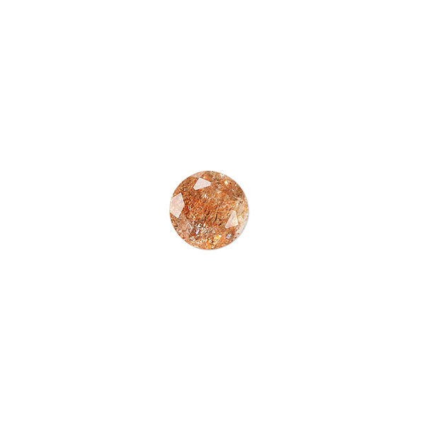 Gem, sunstone (natural), golden-orange, 8mm hand-cut faceted round, B+ grade, Mohs hardness 6 to 6-1/2. Sold individually. image number 0