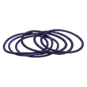 Bracelet, stretch, painted steel, purple, 3mm twisted coil, 7 inches. Sold per pkg of 6.