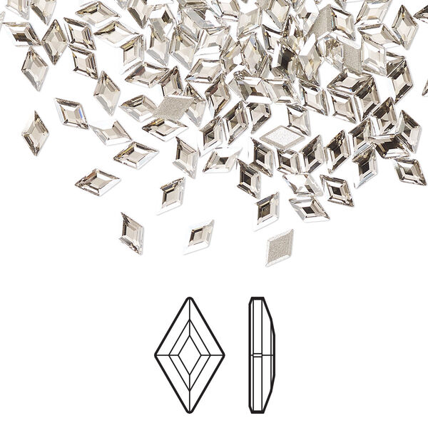 Flat back 6pk crystal silver shade foil back, Crystal Passions® 5x3mm diamond 2773 image number 0