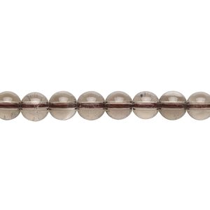 Smoky quartz 1pkg1, round bead 15.5-16 inch 6mm