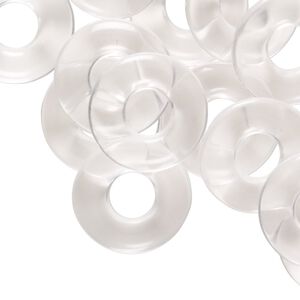 Component, acrylic, transparent clear, 19mm round donut. Sold per pkg of 24.