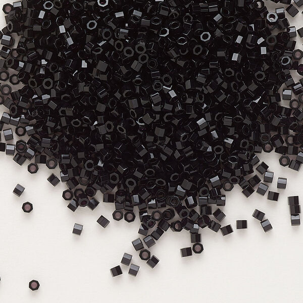 Seed bead, Delica®, glass, pkg/7.5g, #11 cut, opaque black (DBC-0010). image number 0