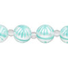 Bead, glass 1pkg8, opaque white and seafoam green, 12mm hand-painted round. image number 0