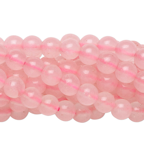 Bead, rose quartz (dyed), 6mm round, C grade, Mohs hardness 7. Sold per pkg of (10) 15-1/2" to 16" strands. image number 0