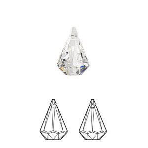 Drop 2pk crystal, Crystal Passions® 14x9mm pendant prismatic 6022