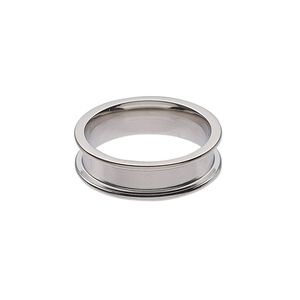 Ring, stainless steel, 6mm wide band with 3.9mm wide channel, size 7. Sold individually.