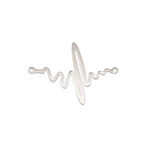 Link, stainless steel, 24x19mm double-sided heart beat symbol. Sold per pkg of 2.
