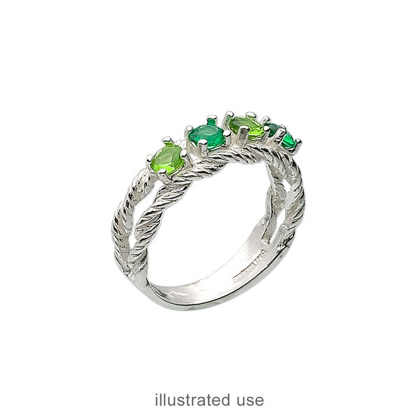 Ring, sterling silver, twisted band with (4) 3.5mm 4-prong round settings, size 7. Sold individually. image number 1