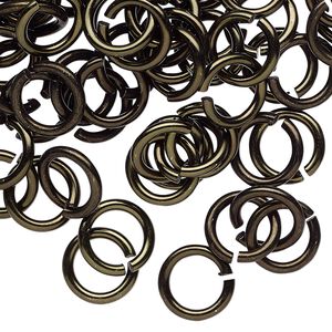 Jump ring, anodized aluminum, black, 10mm round, 6.8mm inside diameter, 14 gauge. Sold per pkg of 100.
