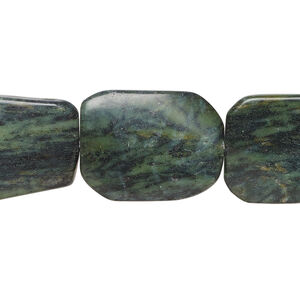 Serpentine 1pkg1, twisted flat freeform bead natural, 15 inch 30x24mm-36x28mm dark