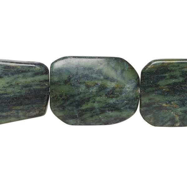 Serpentine 1pkg1, twisted flat freeform bead natural, 15 inch 30x24mm-36x28mm dark image number 0