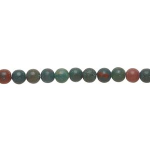 Indian bloodstone 1pkg1, matte round bead natural 8 inch 4mm