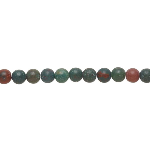Indian bloodstone 1pkg1, matte round bead natural 8 inch 4mm image number 0
