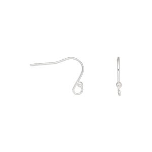 Ear wire fishhook 1pkg10 sterling silver, 9mm lightweight / 1.5mm ball / open loop, 22 gauge 5 pair