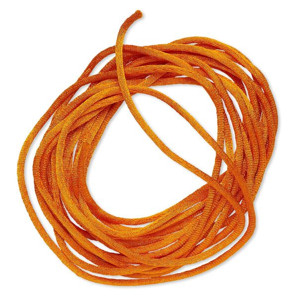 Cord, Satinique™, satin, orange, 2mm regular. Sold per pkg of 10 feet. image number 0