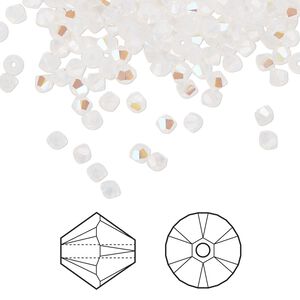 Bead 144pk white opal shimmer, Crystal Passions® 3mm bicone 5328