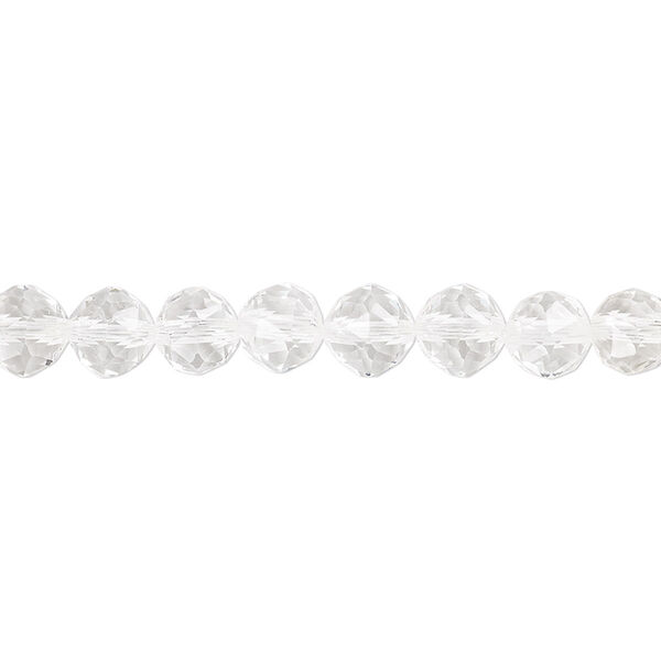 Bead, quartz crystal (natural), 6mm rose-cut round, B grade, Mohs hardness 7. Sold per 8-inch strand, approximately 30 beads. image number 0