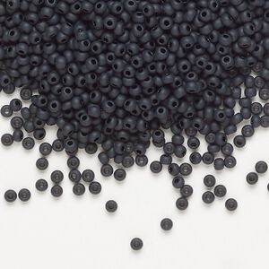 Seed bead, Preciosa Ornela Czech glass, pkg/500g, #11 rocaille, opaque matte black, (23980).