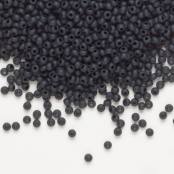 Seed bead, Preciosa Ornela Czech glass, pkg/500g, #11 rocaille, opaque matte black, (23980). image number 0