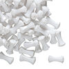 Bead, vintage German acrylic, white, 10x4.5mm fancy round tube. Sold per pkg of 100. image number 0