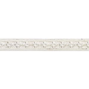 Wire, sterling silver, dead-soft, 6mm flat with embossed floral design, 18 gauge. Sold per pkg of 1 foot.