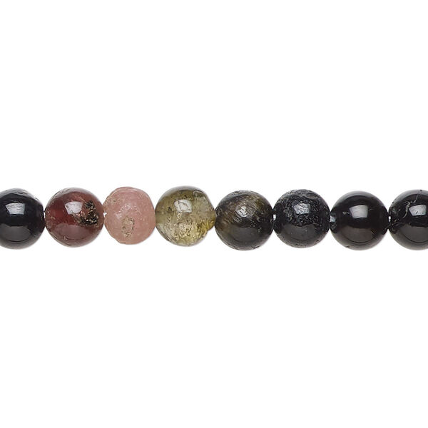 Multi-tourmaline 1pkg1, hand-cut round bead natural C grade, 13 inch 6-7mm image number 0