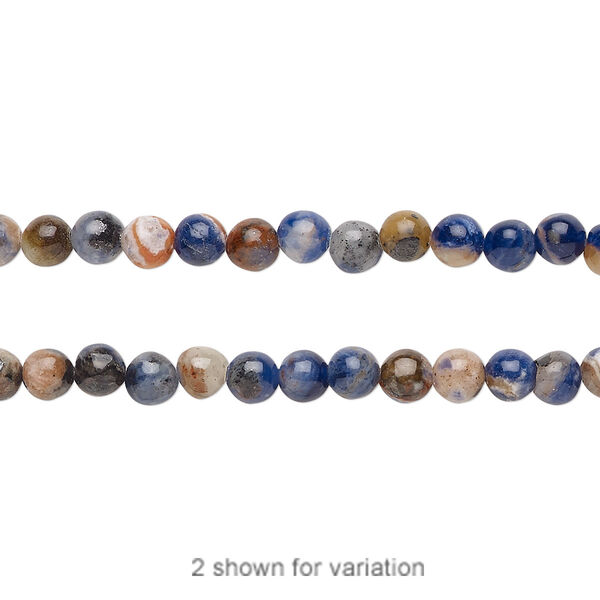 Bead, orange sodalite (natural), 4mm hand-cut round, B grade, Mohs hardness 5 to 6. Sold per 15-1/2" to 16" strand. image number 0