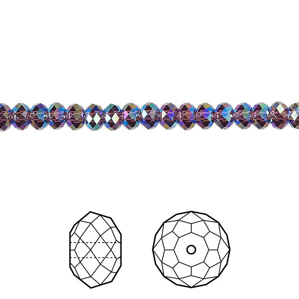 Bead 144pk amethyst shimmer 2X, Crystal Passions® 4x3mm rondelle 5040 image number 0