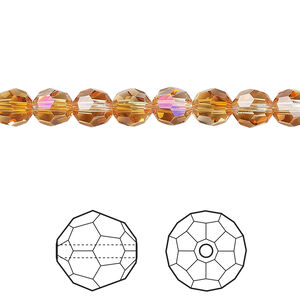 Bead 1pkg360 dark orange TCF™, Swarovski®, 6mm faceted round 5000