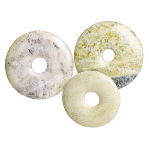 Peridot new "jade" 1pkg3, undrilled donut focal natural mix 40-46mm