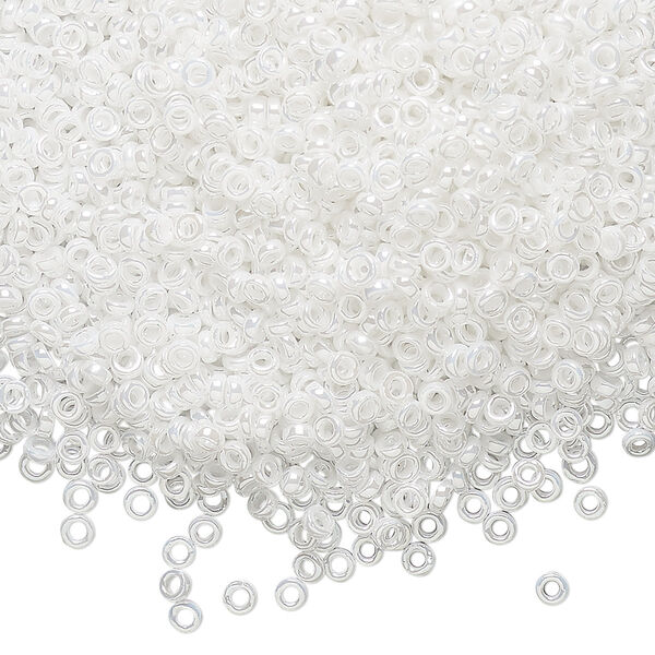 Seed bead, Miyuki, glass, pkg/250g, 2.2x1mm spacer rondelle, opaque pearl white, (SPR2.2-420). image number 0