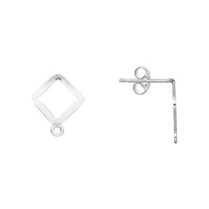 Earstud 1pkg2 sterling silver-filled, 14x11mm flat / open diamond / closed loop, 1 pair