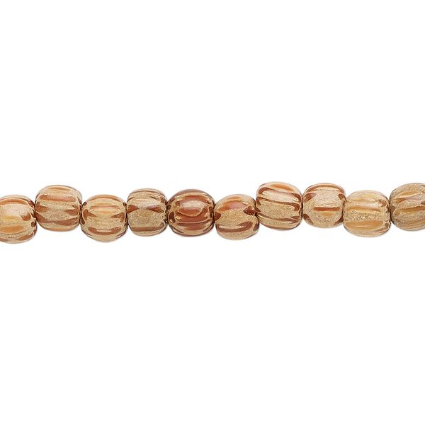 Bead, coconut palm wood (waxed), 4-5mm hand-cut round. Sold per pkg of (2) 15-1/2" to 16" strands. image number 0