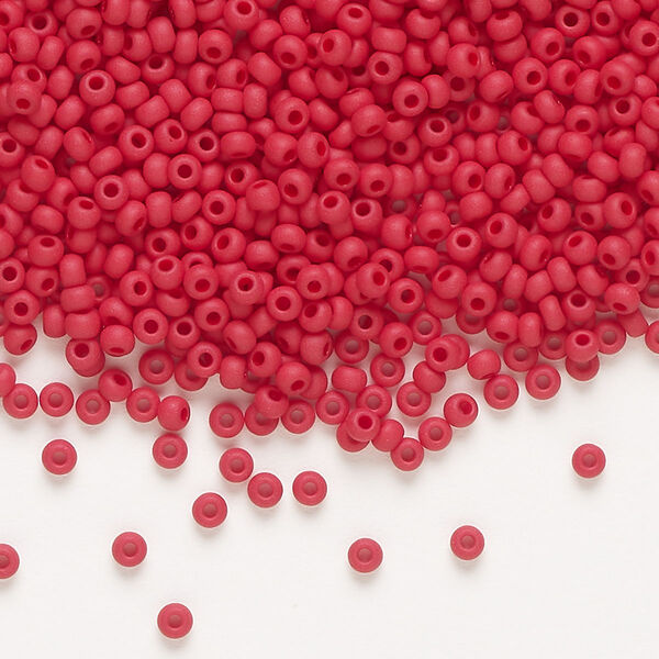 Seed bead, Preciosa Ornela, Czech glass, pkg/50g, opaque matte red, #10 rocaille. image number 0