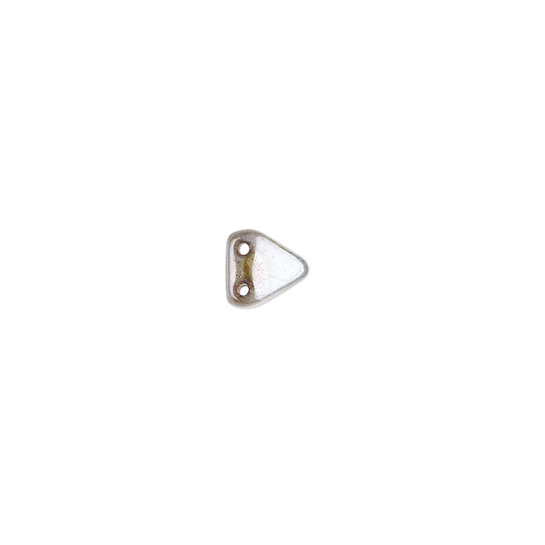 Spacer, Preciosa, Czech pressed glass, marbled opaque green and brown luster, 6x6x7mm 2-strand pyramid, fits up to 3mm bead. Sold per 8-inch strand, approximately 30 spacers. image number 1