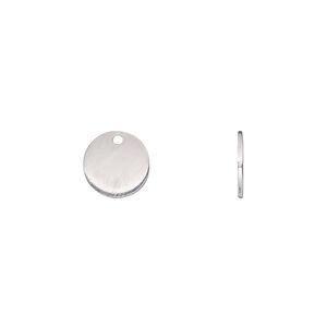 Drop, sterling silver, 9mm flat round, 20 gauge. Sold per pkg of 2.