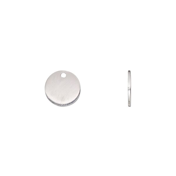 Drop, sterling silver, 9mm flat round, 20 gauge. Sold per pkg of 2. image number 0