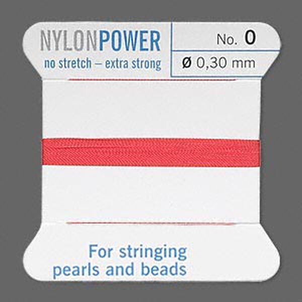 Thread, Griffin, nylon, red, size #0. Sold per 2-meter card (approximately 78 inches). image number 0