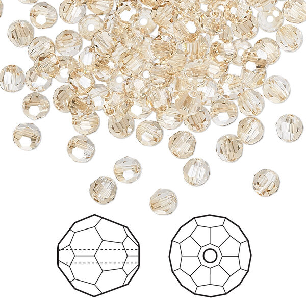 Bead 144pk crystal golden shadow, Crystal Passions® 4mm round 5000 image number 0