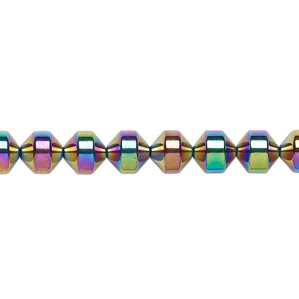 Bead, Hemalyke™ (man-made), rainbow, 6mm roller. Sold per 15-1/2" to 16" strand. image number 0
