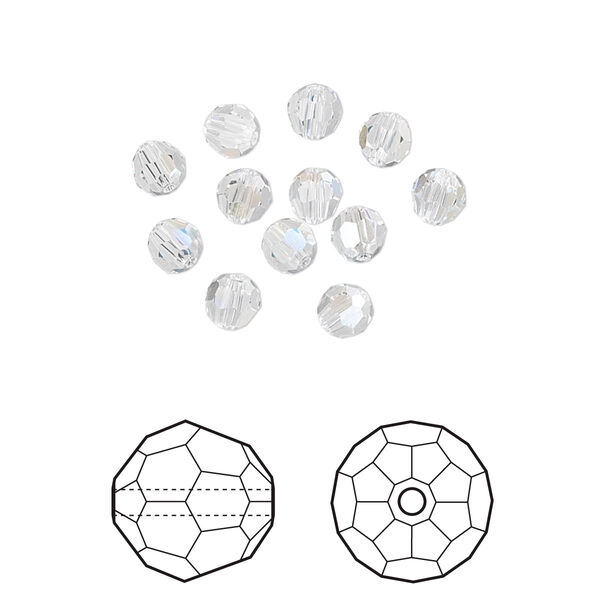 Bead 12pk crystal moonlight, Crystal Passions® 4mm round 5000 image number 0