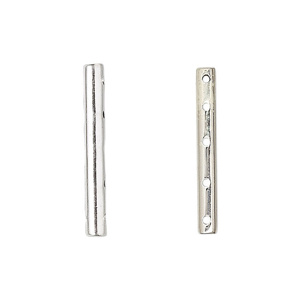 Spacer bar, sterling silver, 25x3mm 5-strand round tube. Sold individually. image number 0