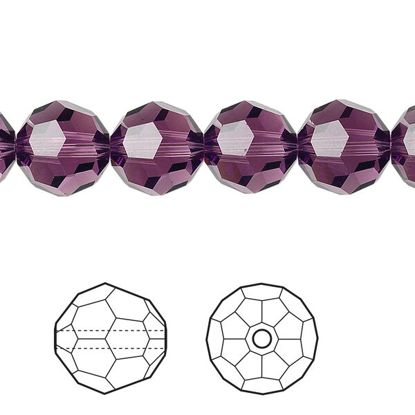 Bead 6pk amethyst, Crystal Passions® 10mm round 5000 image number 0