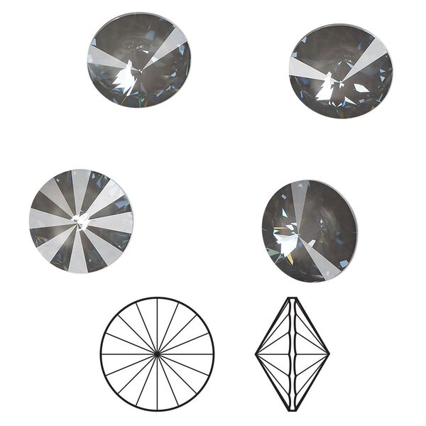 Chaton 144pk crystal dark grey ignite LacquerPRO, Swarovski® 12mm rivoli 1122 image number 0