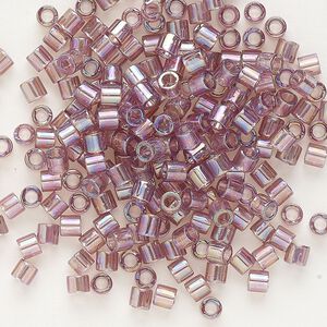 Seed bead, Delica®, glass, pkg/50g, #8 round, translucent rainbow smoky amethyst (DBL-0173).