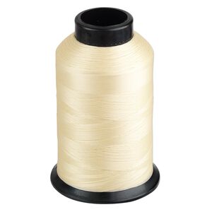 Thread, Nymo®, nylon, light tan, size D. Sold per 3-ounce spool.