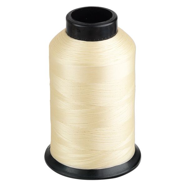 Thread, Nymo®, nylon, light tan, size D. Sold per 3-ounce spool. image number 0